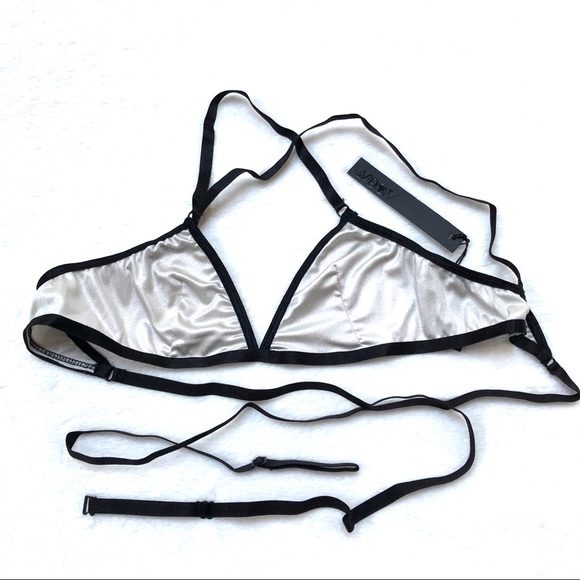 NWT Dolls Kill House of Widow Slinky Spandex Tri Bra in Off White - Picture 6 of 12